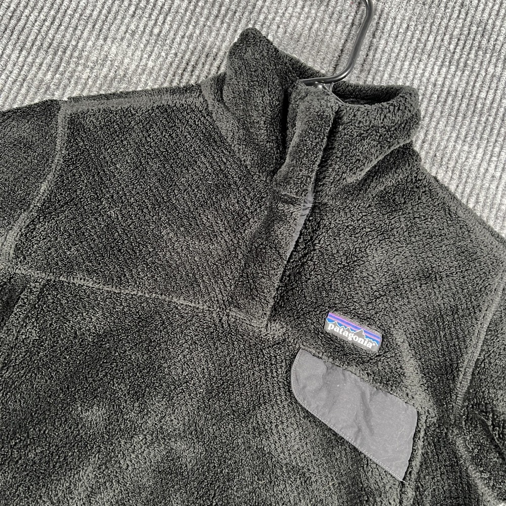 Patagonia Re-Tool Jacket Womens Medium Black Fleece 1/4 Zip Pullover Pockets
